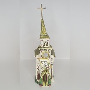 Vintage 2003 Blue Sky Clayworks: CHAPEL OF LOVE Tea Light Candle House